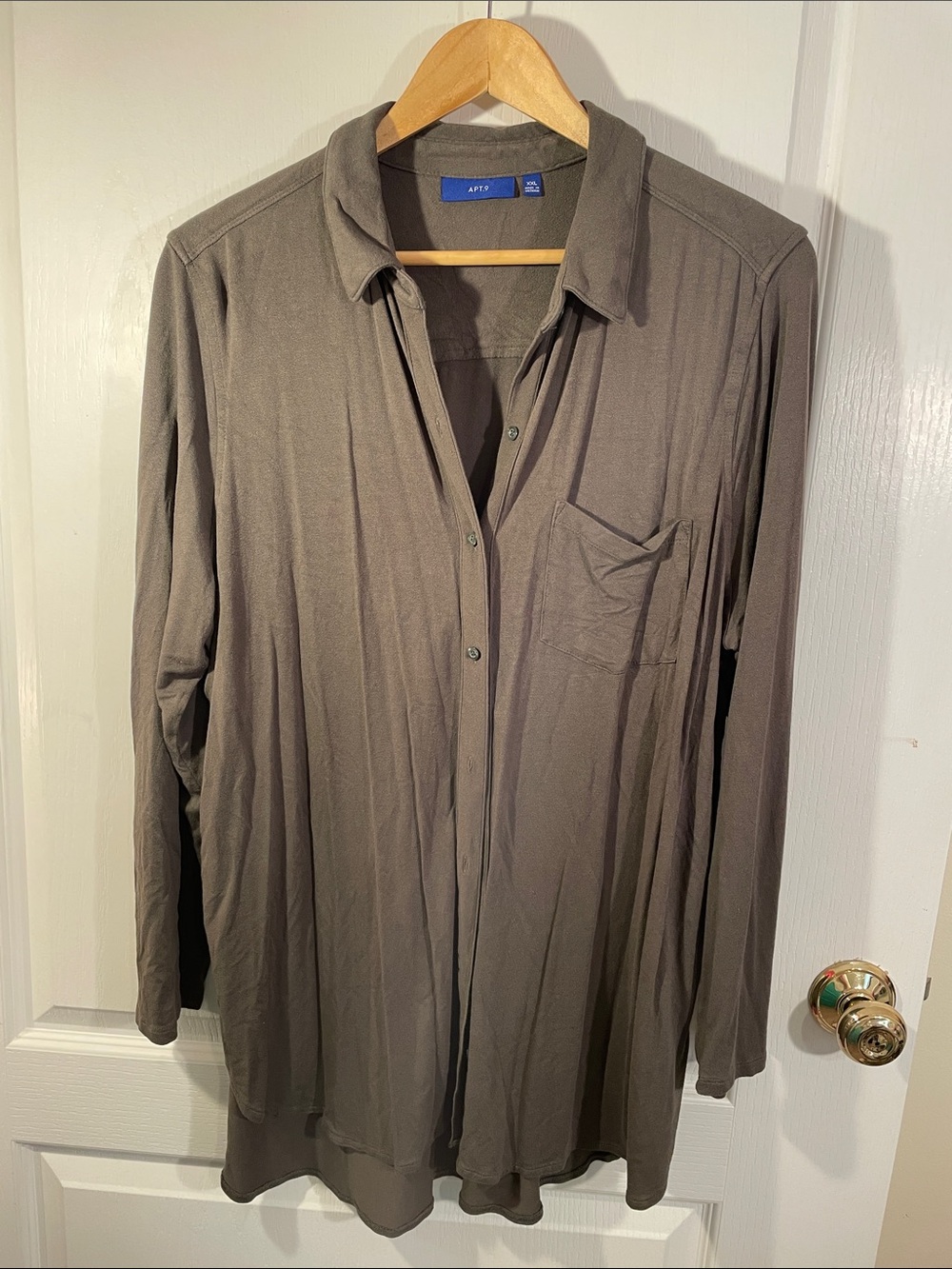 Apt. 9 Relaxed Button-Front Shirt in Dark Green